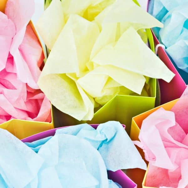 Coloured Tissue Paper in Gift Bags